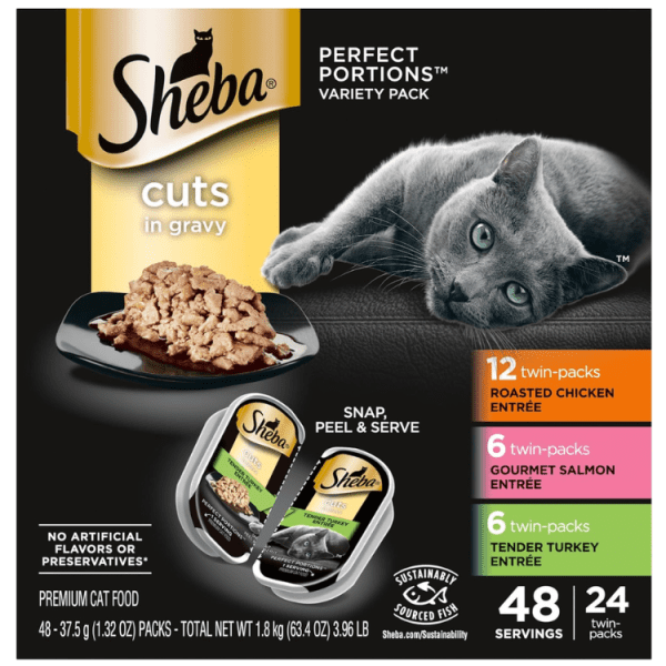 Sheba Complete Portions Slices in Sauce Grown-up Moist Feline Sustenance Trays.