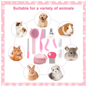 Find Your Purr-fact Pet Grooming Kit - VCZONE 8-Piece Cat Grooming Set in Pink